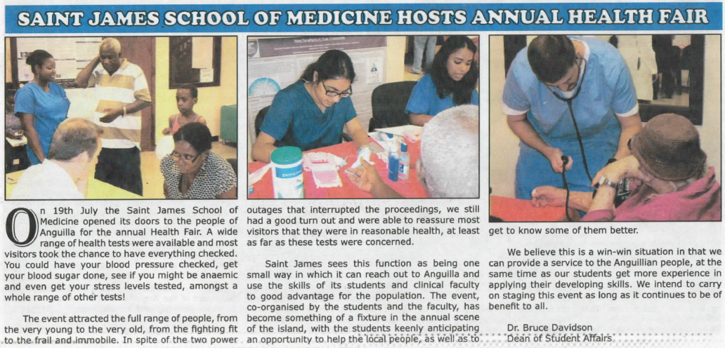 SJSM Health Fair Gains Coverage in The Anguillian