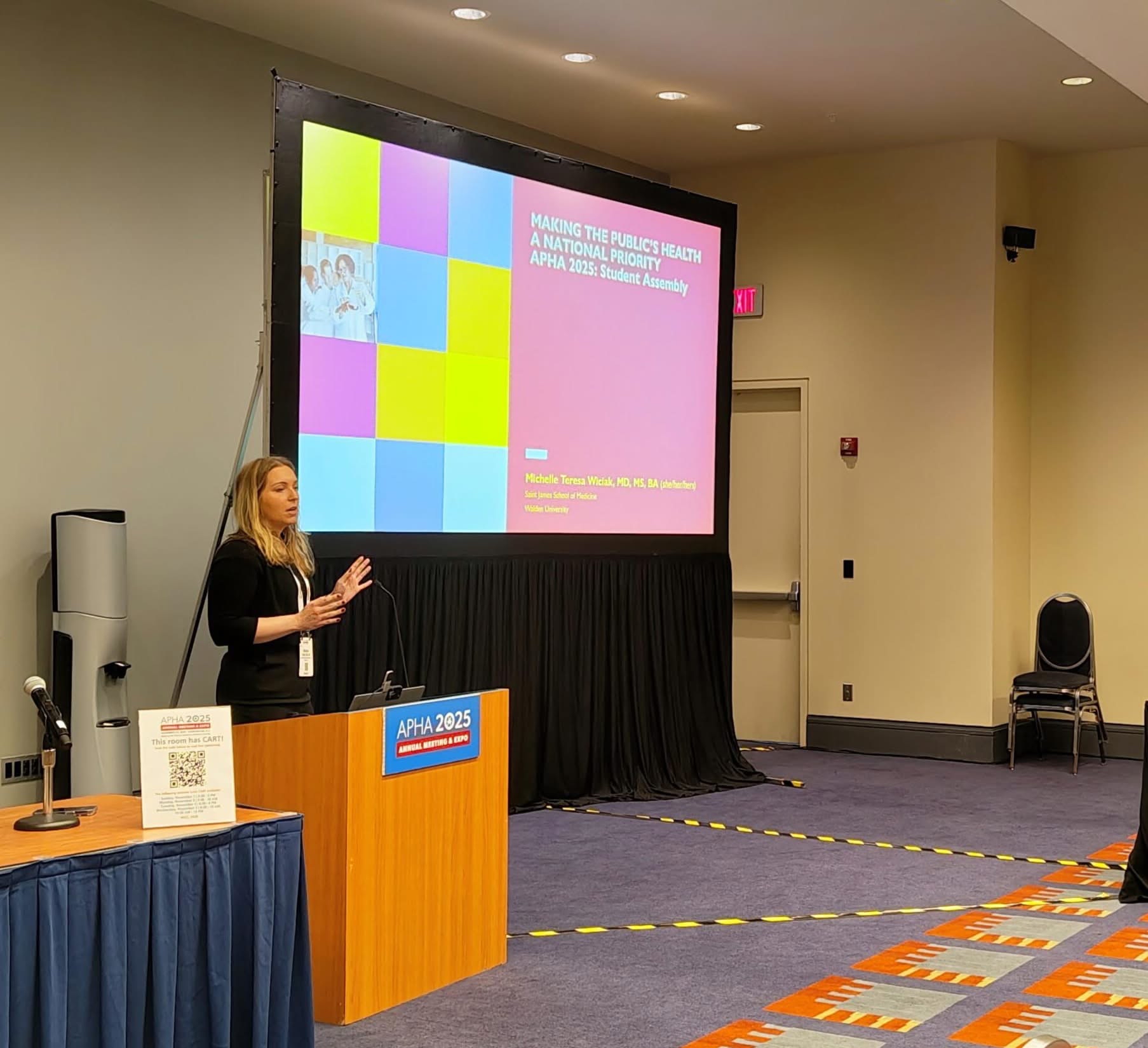 Saint James School of Medicine student presenting research at APHA Congress